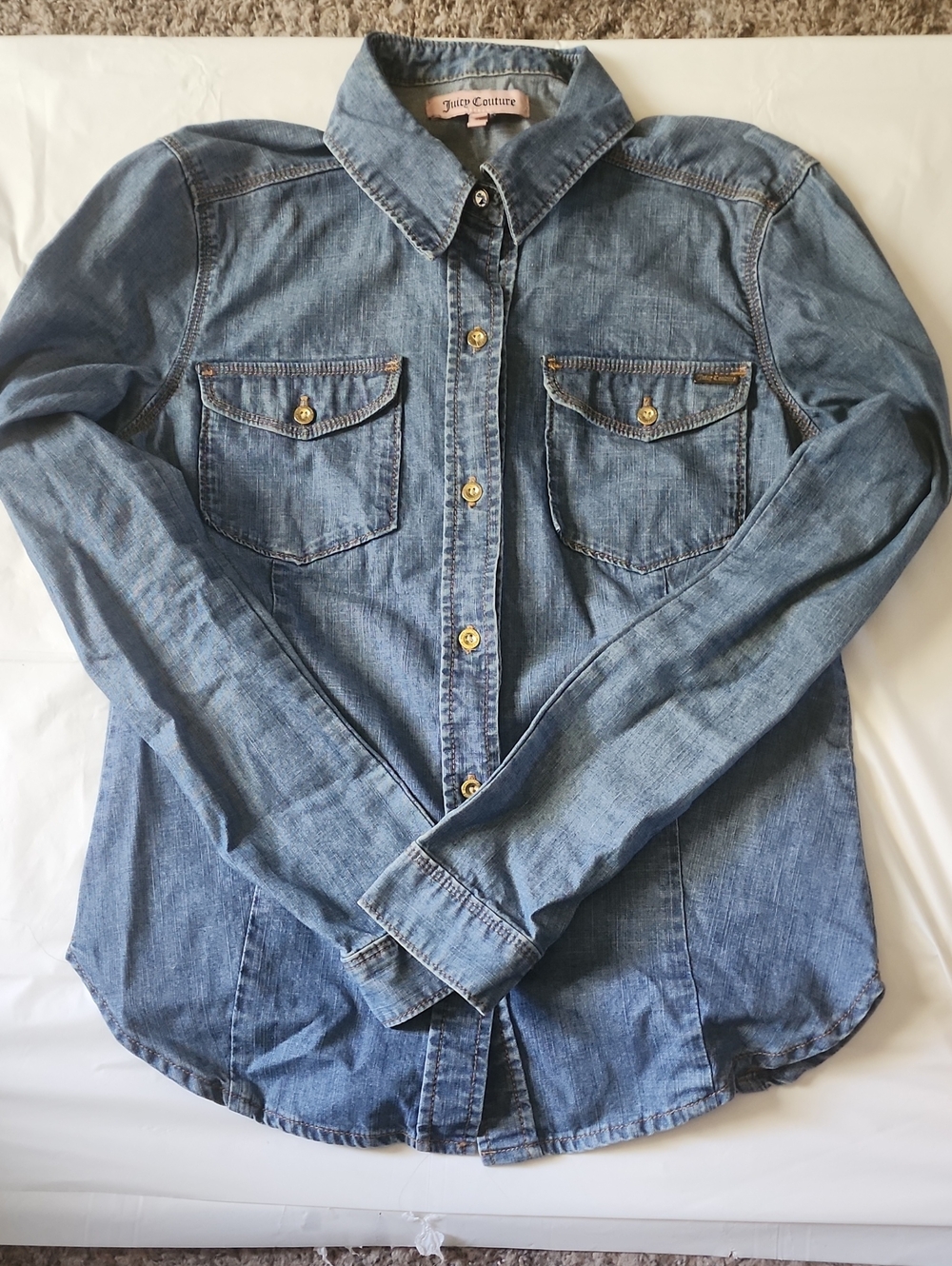 Juicy Couture Light Blue Denim Button-Front Shirt